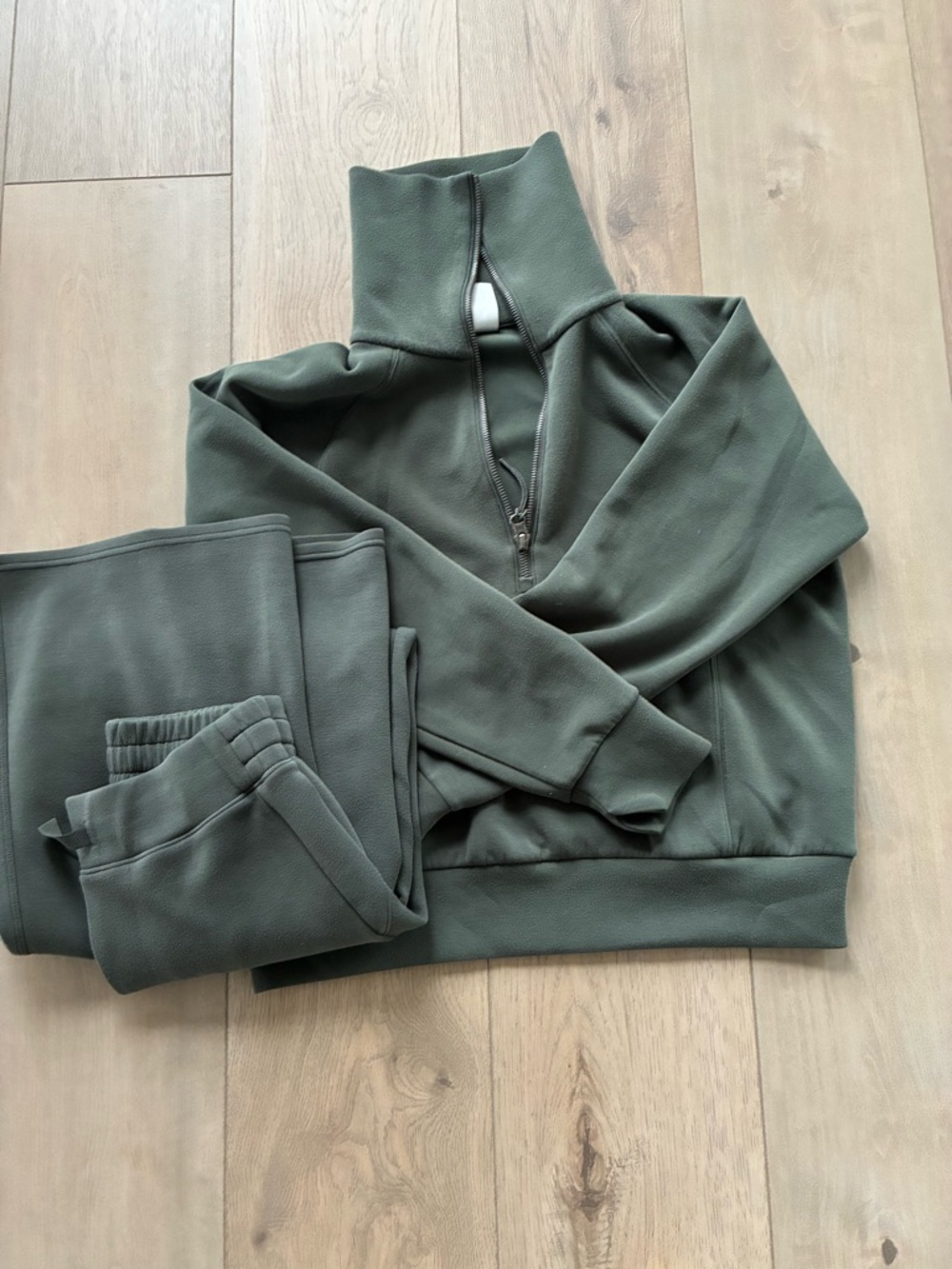 Spanx Half-Zip Pullover & Jogger Set - Olive Green